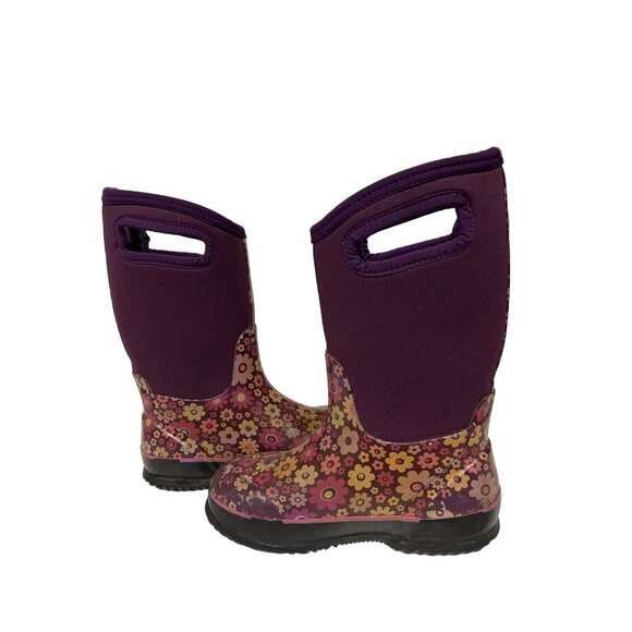 BOGS Classic Daisy Love Me  High Purple Flower Pull On Boots Girl's Size 2 - Picture 7 of 11